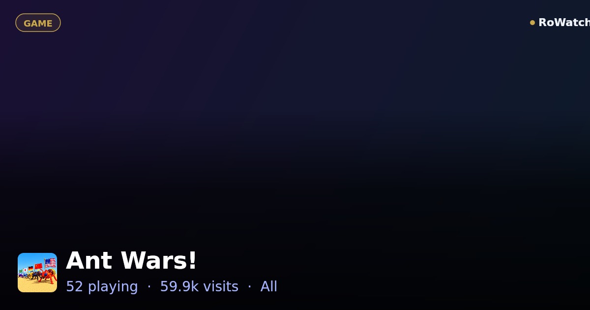 Ant Wars! Player Count & Live Stats — RoWatcher