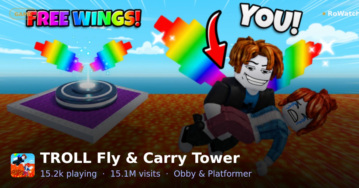 TROLL Fly & Carry Tower Player Count & Live Stats — RoWatcher