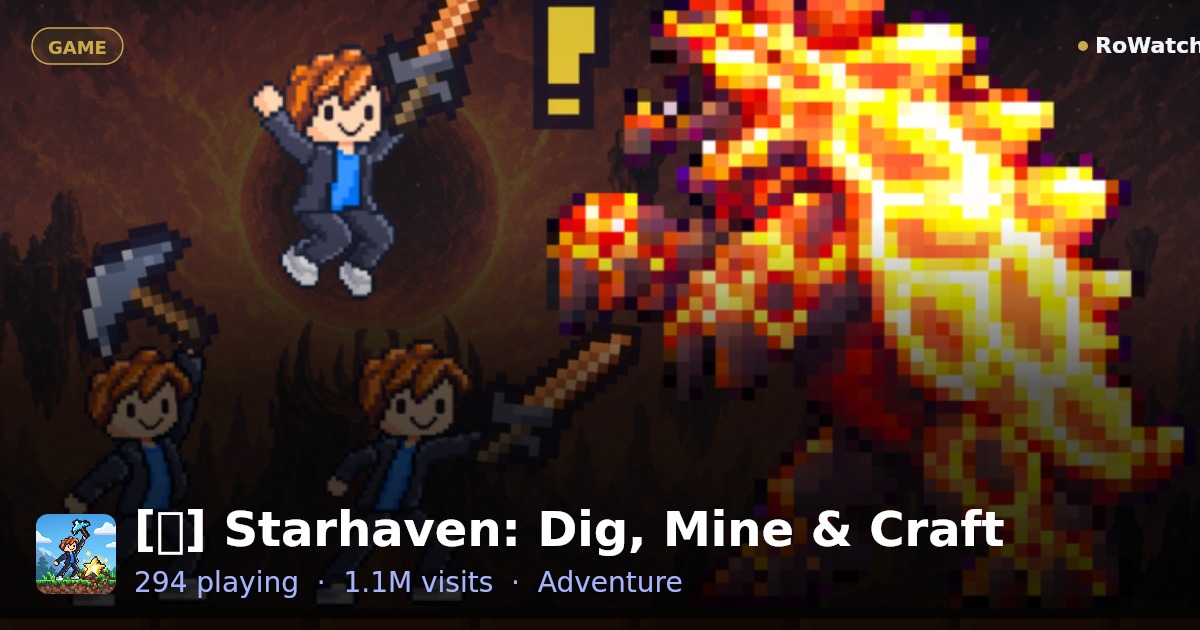 Starhaven: Dig, Mine & Craft Player Count & Live Stats — RoWatcher
