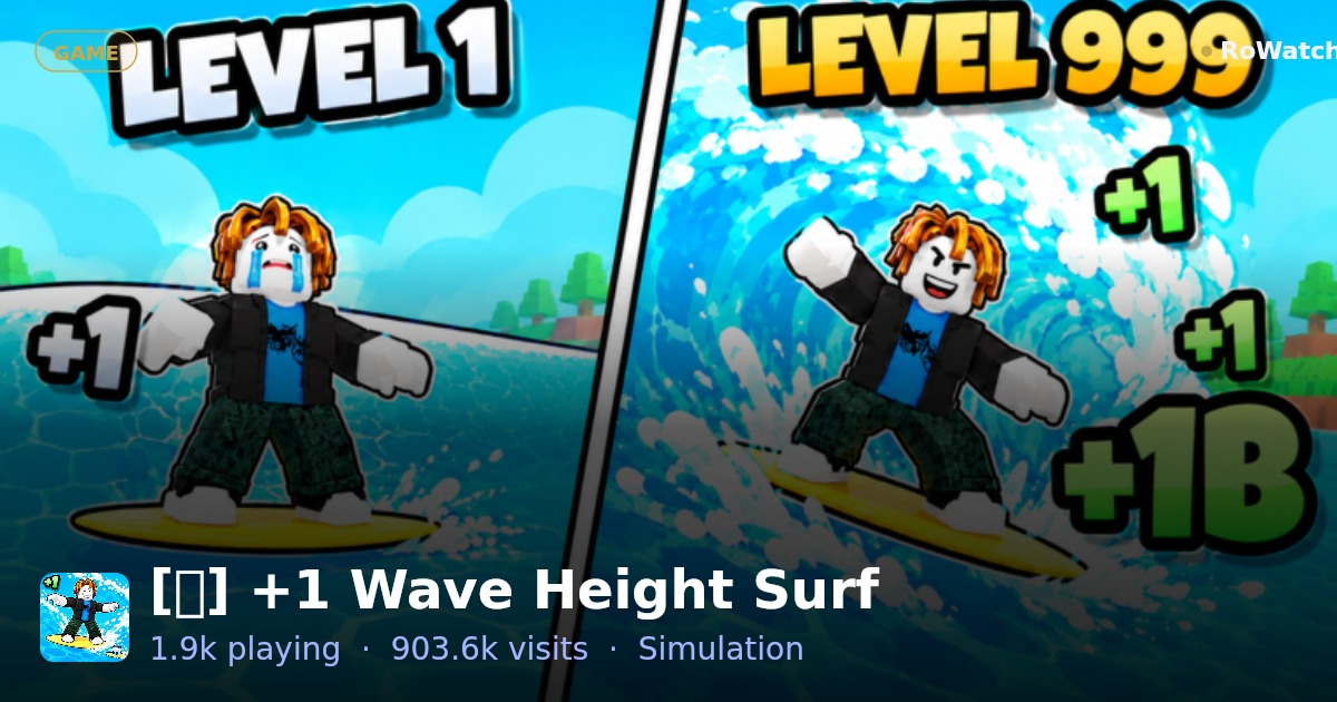 [🎃] +1 Wave Height Surf Player Count & Live Stats — RoWatcher