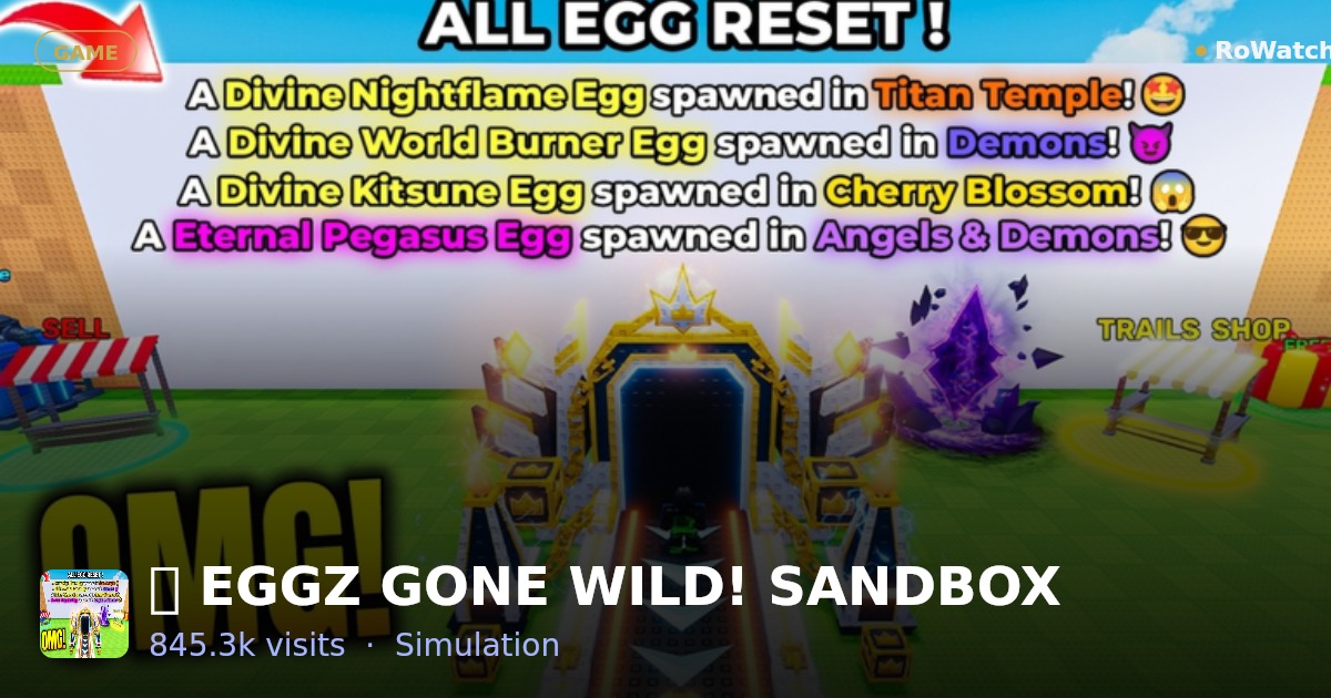 🦖 EGGZ GONE WILD! SANDBOX Player Count & Live Stats — RoWatcher
