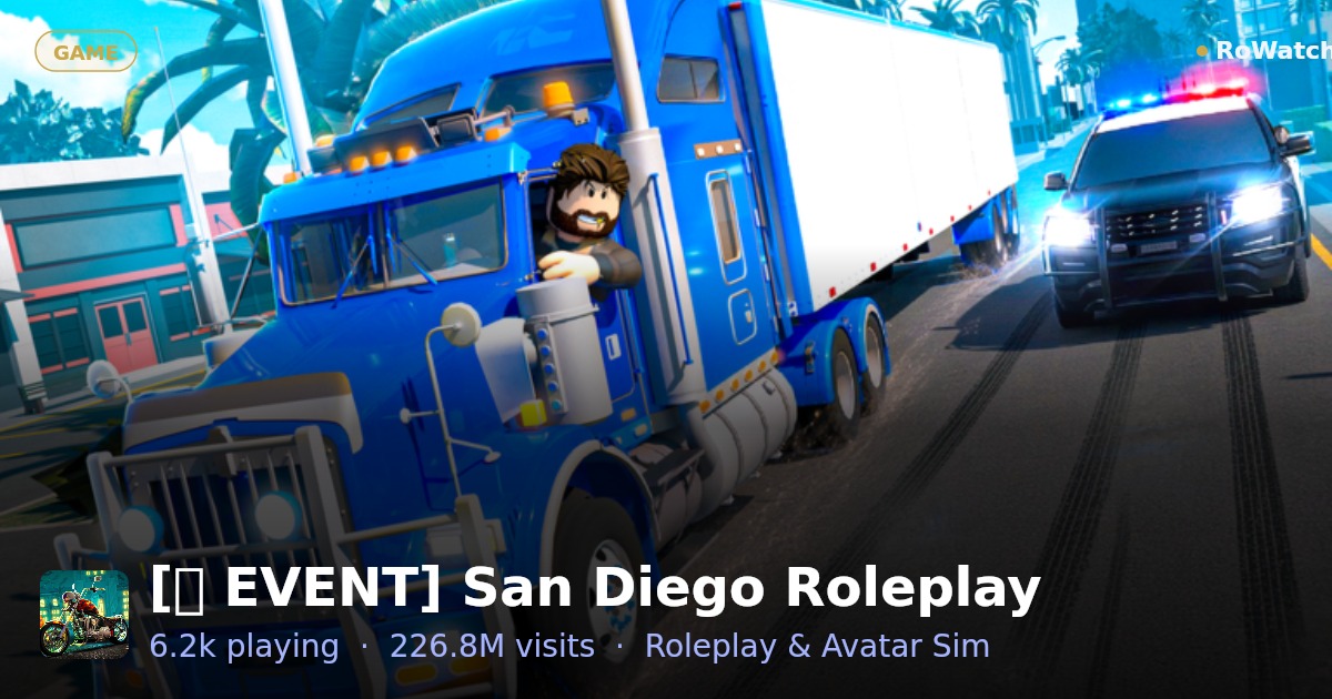 [🎃 EVENT] San Diego Roleplay Player Count & Live Stats — RoWatcher